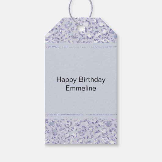 Étiquettes-cadeau Glam Lavender Lilac Purple Empreinte de léopard Pa (Devant)