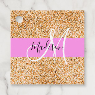 Étiquettes Cadeau Glam Pink & Copper Parties scintillant étincelles