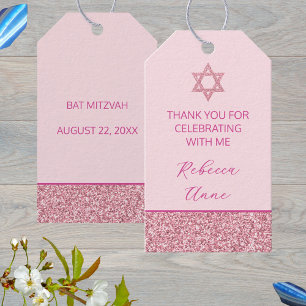 Étiquettes-cadeau Glam Pink migte Parti Bat mitzvah Merci