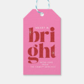 Étiquettes-cadeau Glam Red Sequin Joyeux et brillant Noël (Devant)