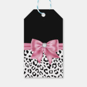 Étiquettes-cadeau Glam rose Bow Diamond Black Leopard Joyeux Anniver (Dos)