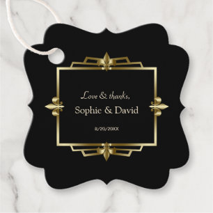 Étiquettes Cadeau Glam Royal Gold Black Art Déco Mariage des années 