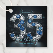 Étiquettes Cadeau Glam Sapphire et Diamond 35e anniversaire (Devant)