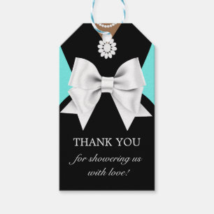 Étiquettes-cadeau Glam Turquoise Elegant Ethnic Tiffany Baby showers