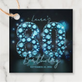 Étiquettes Cadeau Glamorous Sapphire Gem 80th Birthday Party (Devant)