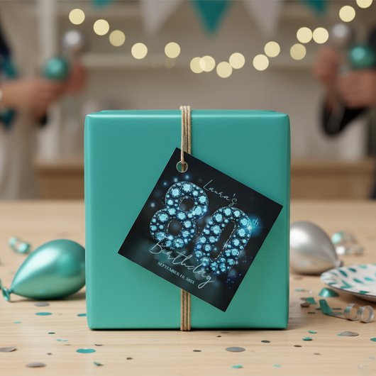 Étiquettes Cadeau Glamorous Sapphire Gem 80th Birthday Party