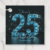 Étiquettes Cadeau Glamorous Teal Blue Gemstone Sparkle 25th Birthday (Devant)