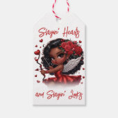 Étiquettes-cadeau Glamour Africain-Américain Cupidon (Devant)