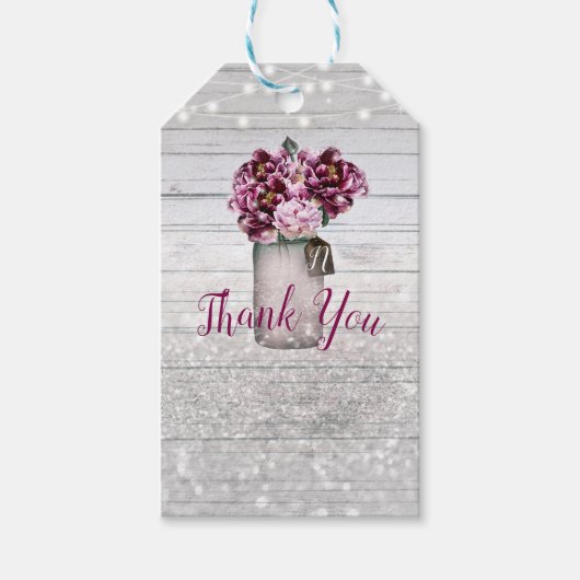 Étiquettes-cadeau Glamour rustique Bois & Fleurs de pot Mason Bourgo (Devant)