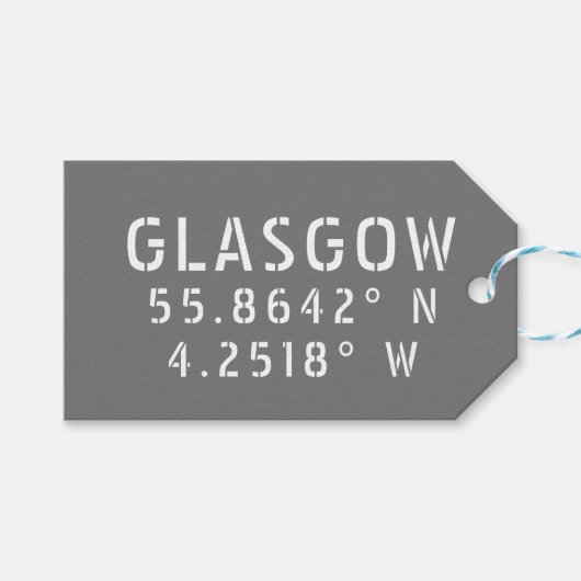 Étiquettes-cadeau Glasgow Écosse Latitude & Longitude (Devant (Horizontal))