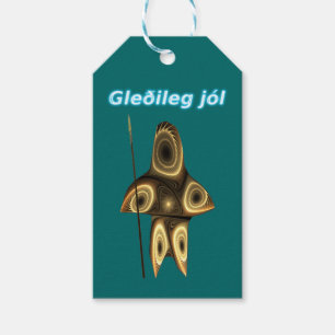 Étiquettes-cadeau Gleðileg jól - Chasseur inuit fragile