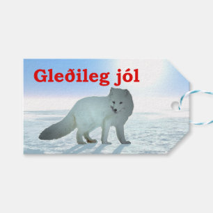 Étiquettes-cadeau Gleðileg Jól - Renard arctique