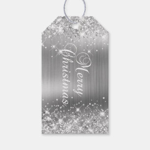 Étiquettes-cadeau Glittery Silver Foil Joyeux Noël