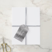 Étiquettes-cadeau Glittery Silver Foil Joyeux Noël (Avec de la ficelle)