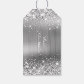 Étiquettes-cadeau Glittery Silver Foil Joyeux Noël (Dos)