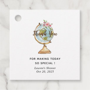 Étiquettes Cadeau Globe aquarelle thème Voyage Shower de mariage 