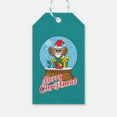 Étiquettes-cadeau Globe des neiges avec Chouette du Père Noël (Devant)