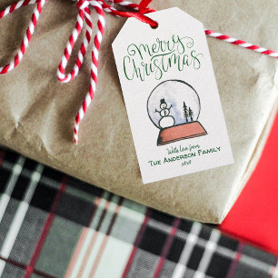 Étiquettes-cadeau Globe des neiges de Noël {GREEN}