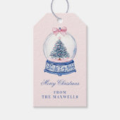 Étiquettes-cadeau Globe des neiges rose et bleu (Devant)