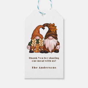 Étiquettes-cadeau Gnome à l'automne Thanksgiving couleurs Merci