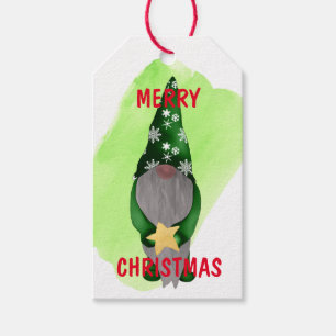 Étiquettes-cadeau Gnome de Noël mignonne avec Gold Star