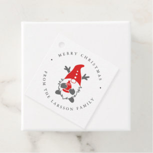 Étiquettes Cadeau Gnome drôle avec Reindeer Antlers Noël