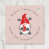 Étiquettes Cadeau Gnome drôle avec Reindeer Antlers Noël rose (Dos)