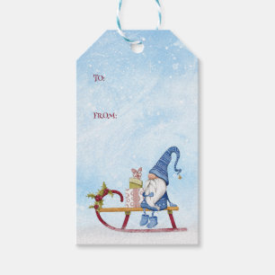 Étiquettes-cadeau Gnome pour Noël Sleigh décoré à partir de