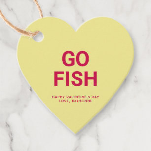Étiquettes Cadeau Go fish rose coeur drôle mignonne Saint Valentin