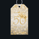 Étiquettes-cadeau Gold 50th Birthday Merci Lumières<br><div class="desc">Balise cadeau "Merci" - Elégant modèle 50th Birthday Gold Glam Lights.</div>