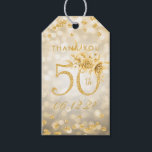 Étiquettes-cadeau Gold 50th Birthday Merci Lumières<br><div class="desc">Balise cadeau "Merci" - Elégant modèle 50th Birthday Gold Glam Lights.</div>