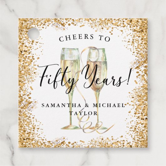 Étiquettes Cadeau Gold 50th Wedding Anniversary (Devant)