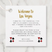 Étiquettes Cadeau Gold Bienvenue à Las Vegas Welcome Basket Mariage (Devant)