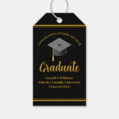 Étiquettes-cadeau Gold Black Graduation Félicitations Diplômé (Devant)