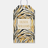 Étiquettes-cadeau Gold Black Zebra Print Pattern (Devant)
