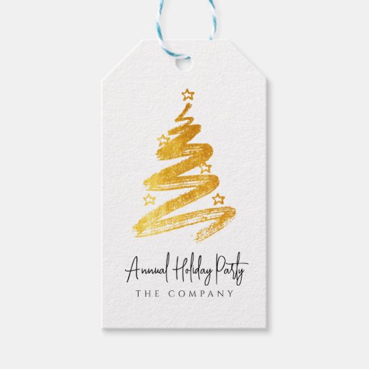 Étiquettes-cadeau Gold Christmas Tree Fête (Devant)