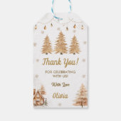 Étiquettes-cadeau Gold Christmas Tree fête d'anniversaire (Dos)