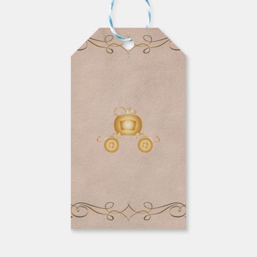 Étiquettes-cadeau Gold Cinderella Citrouille Carriage Party Favorise (Dos)