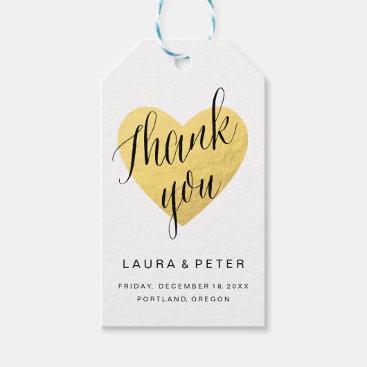 Étiquettes-cadeau Gold coeur merci faveur tag (Devant)