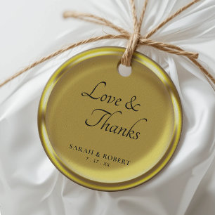 Étiquettes Cadeau Gold Coin Elegant Luxe Mariage Merci