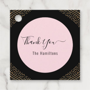 Étiquettes Cadeau Gold Confetti Blush Pink Black Holiday Merci
