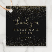 Étiquettes Cadeau Gold Confetti Calligraphie Mariage de script (Devant)