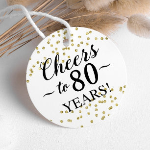 Étiquettes Cadeau Gold Confetti encourage à 80 ans Favor Tags