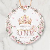 Étiquettes Cadeau Gold Crown Princesse Fille 1er anniversaire (Devant)