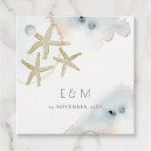 ÉTIQUETTES CADEAU GOLD DUSKY BLUE BEACHING STARFISH MONOGRAM MARIAGE (Devant)