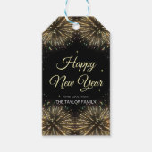 Étiquettes-cadeau Gold Fireworks 2024 Bonne année (Devant)