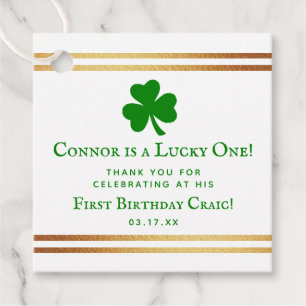 Étiquettes Cadeau Gold Foil St. Patrick's Day 1er anniversaire