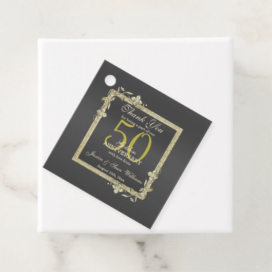 Étiquettes Cadeau Gold Gem & Parties scintillant 50e Mariage d'or (En situation)