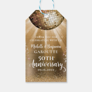 Étiquettes-cadeau Gold Glam Disco Ball 50e anniversaire Mariage