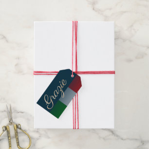 Étiquettes-cadeau Gold Grazie sur drapeau italien délavé Merci